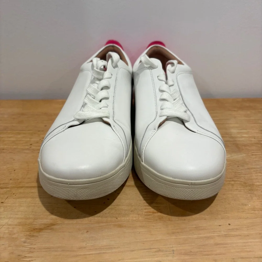 FitFlop‎ Rally Leather Sneakers Women White Pink size 11 Comfort FV9-A58